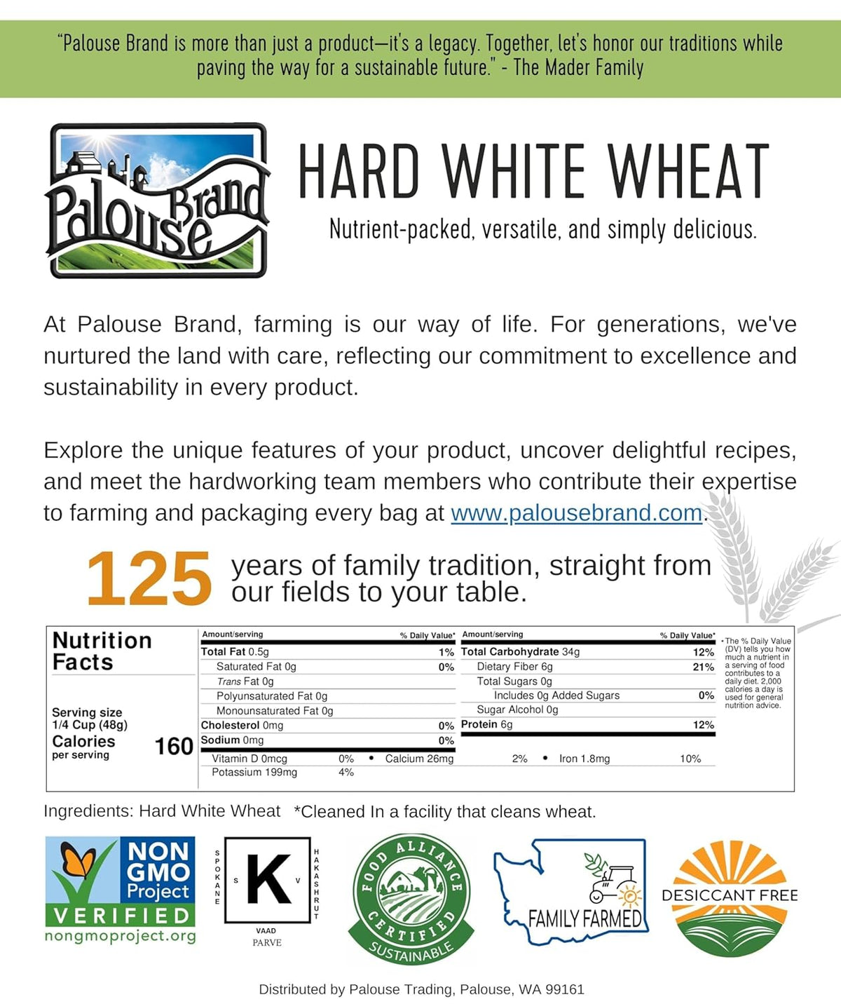 25 LBS Hard White Wheat Berries E381916
