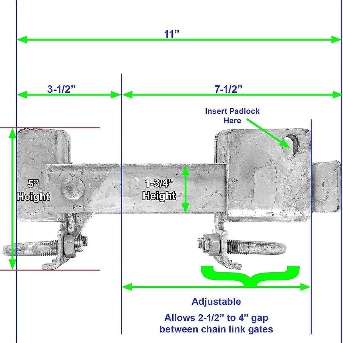 Chain Link Double Gate Latch for 1-5/8" Thru 2" Gate Frames Pack of 2 Z95305
