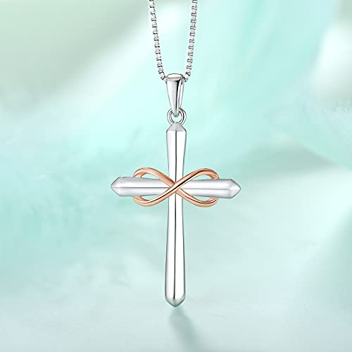 925 Sterling Silver Polished Cross Pendant Necklace R42287