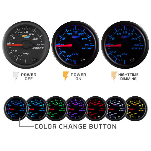 Black 7 Color 100 PSI Fuel Pressure Gauge Kit C708