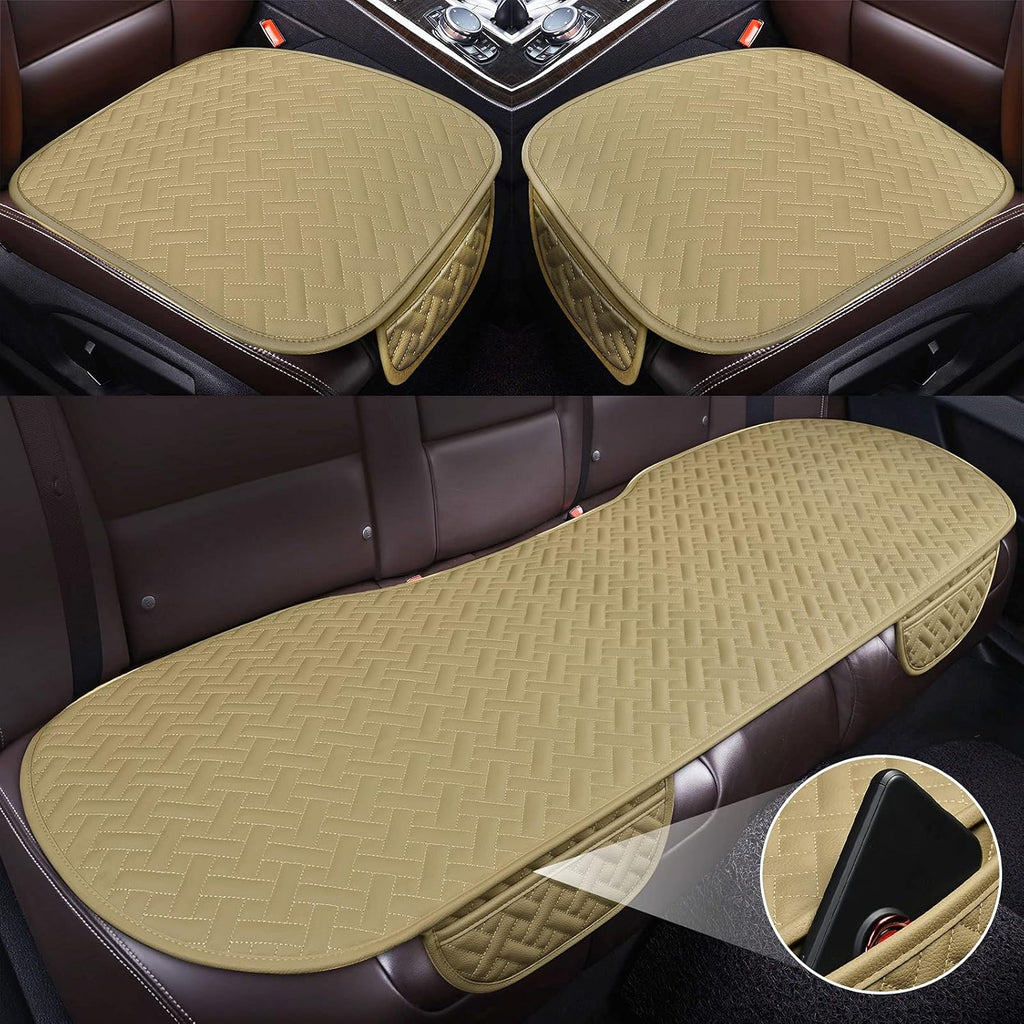 Black Leather Car Seat Bottom Covers with Pocket V990581