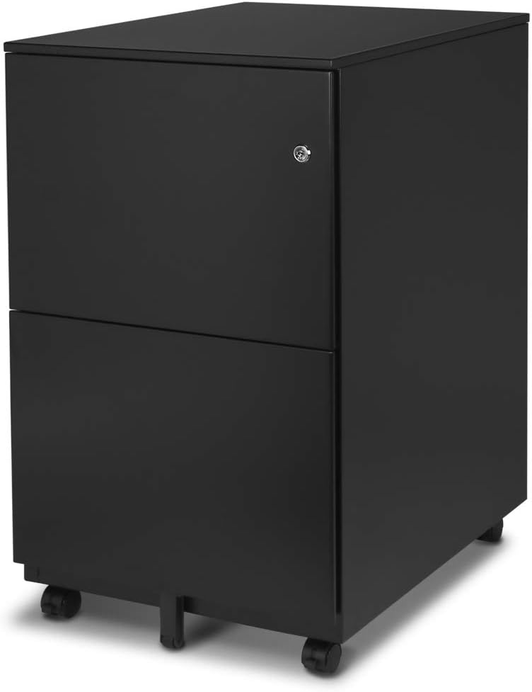 White 2-Drawer Metal File Cabinet with Lock K16863