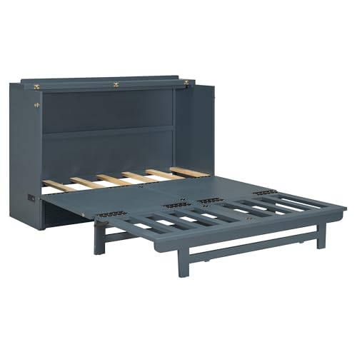 Gray Full Size Murphy Bed with Storage Drawer Y429909