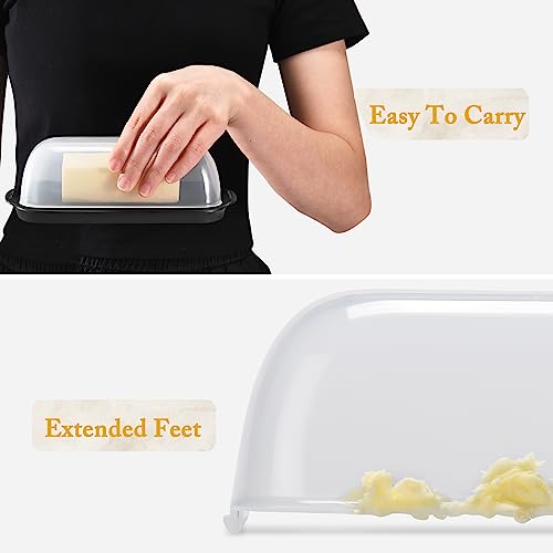 Butter Dish with Lid, Airtight Plastic Butter Keeper Tray Y4450