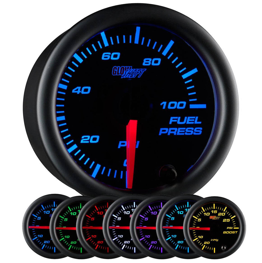Black 7 Color 100 PSI Fuel Pressure Gauge Kit C708