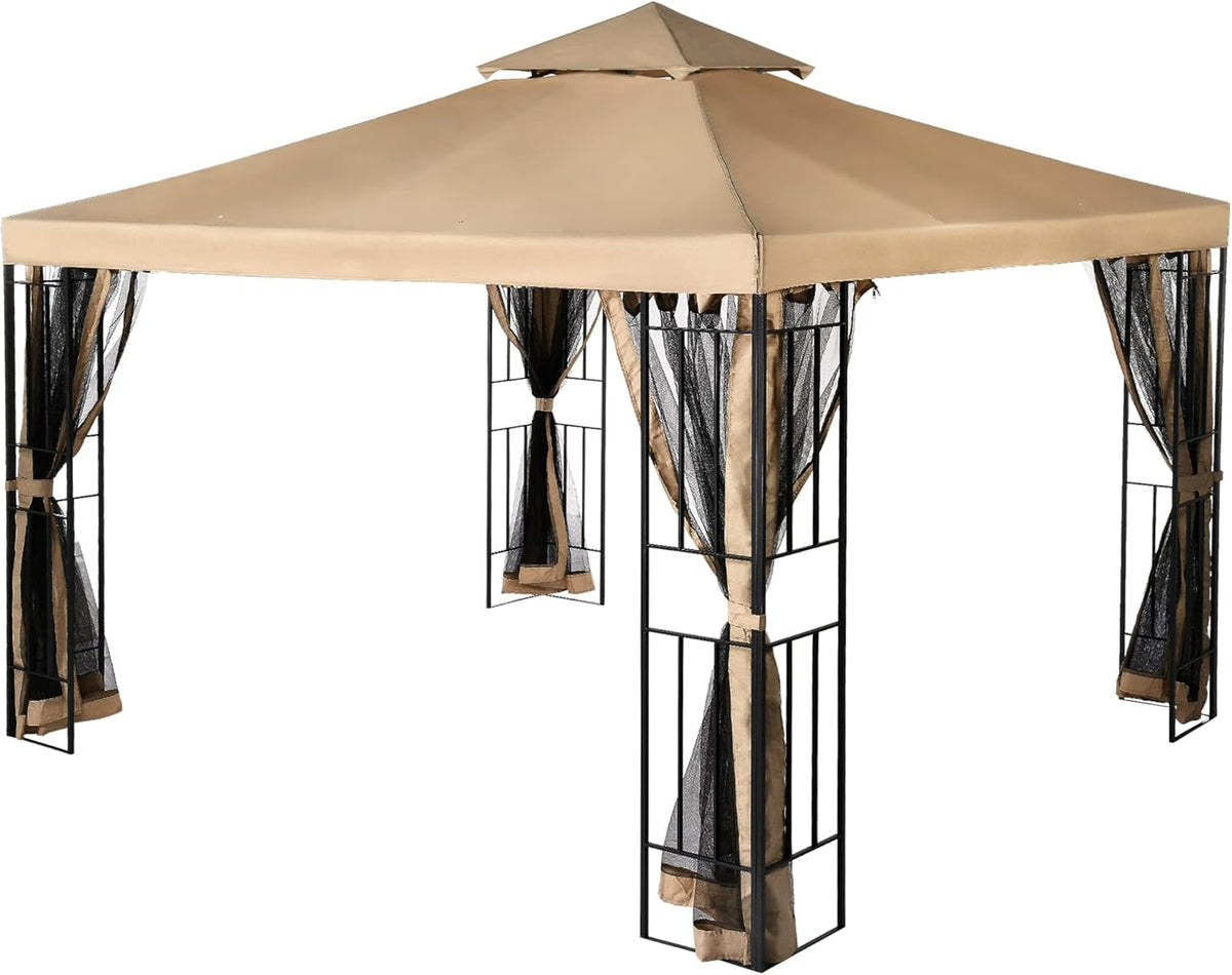 10x10 Steel Canopy with Mosquito Netting Y9573