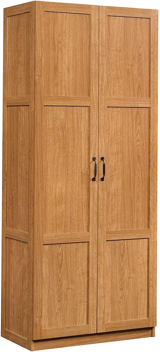Highland Oak Pantry Cabinet and 5 Shelf Bookcase L6350