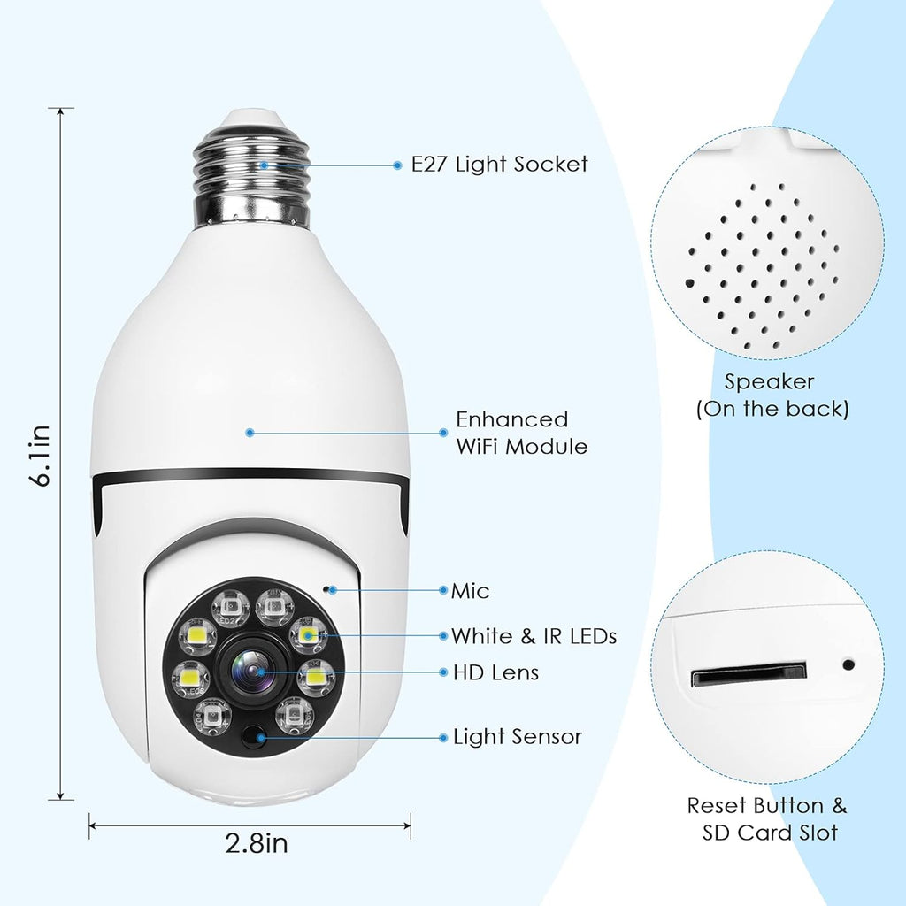 1080P PTZ Bulb Security Camera with WiFi Night Vision P519046