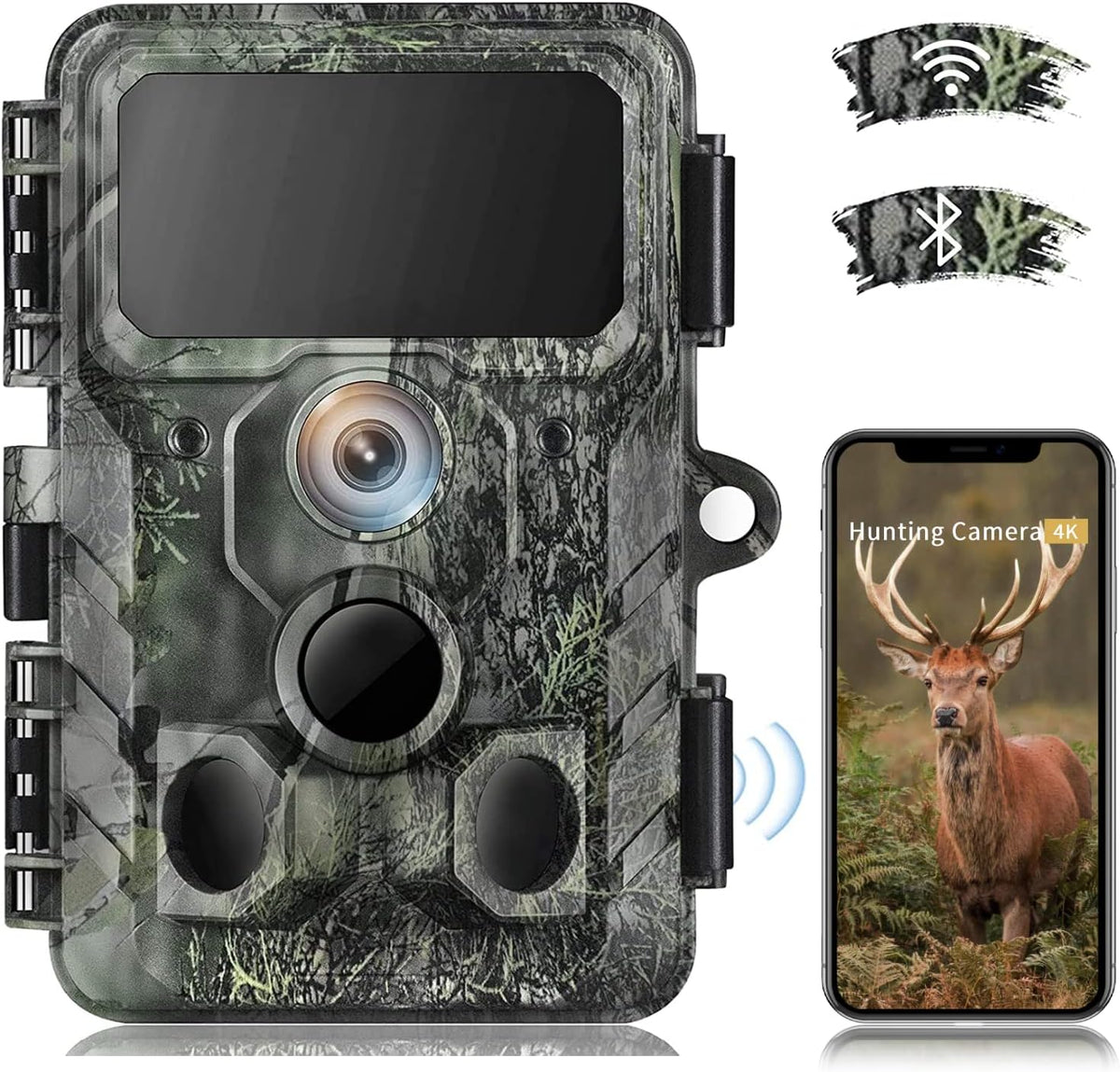 4K 30MP Trail Camera with Night Vision 120° Wide Angle IP66 Waterproof V5096