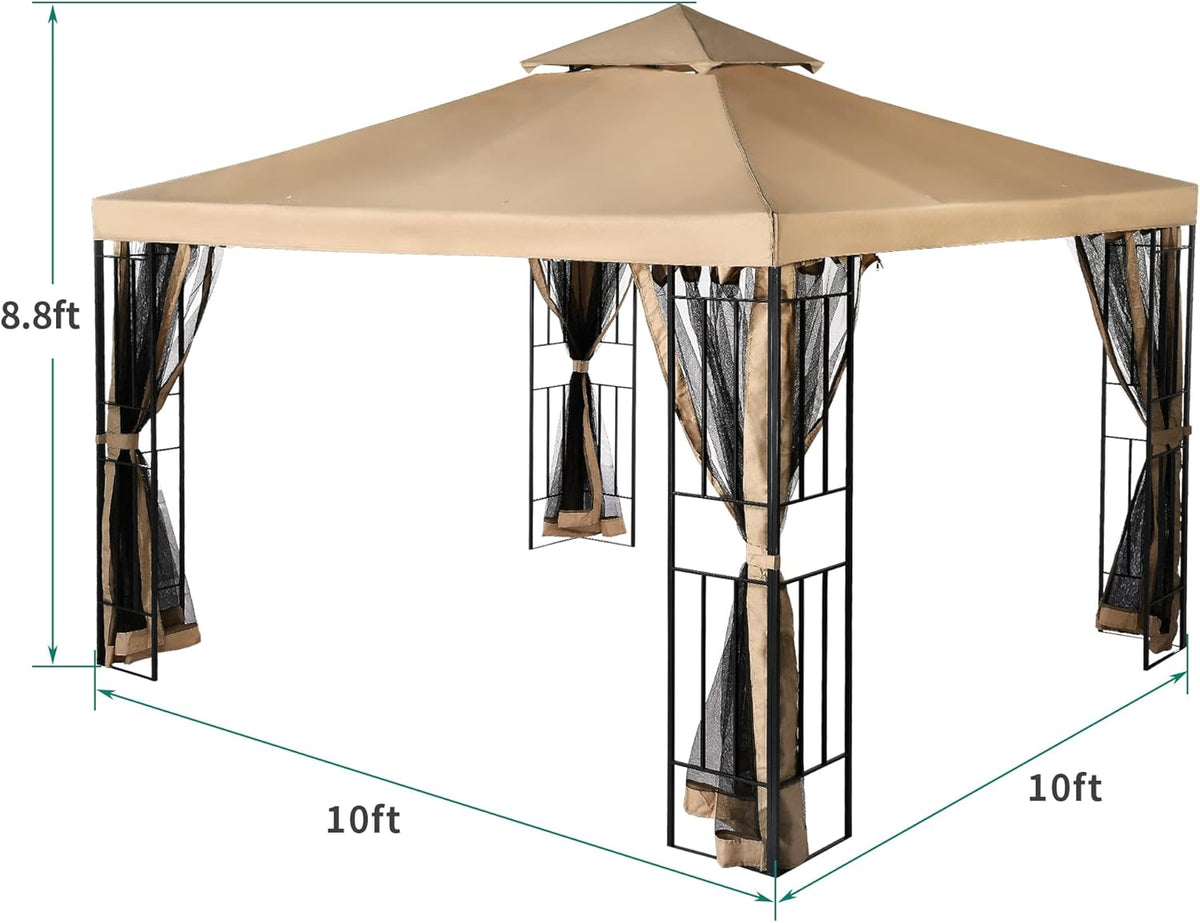 10x10 Steel Canopy with Mosquito Netting Y9573