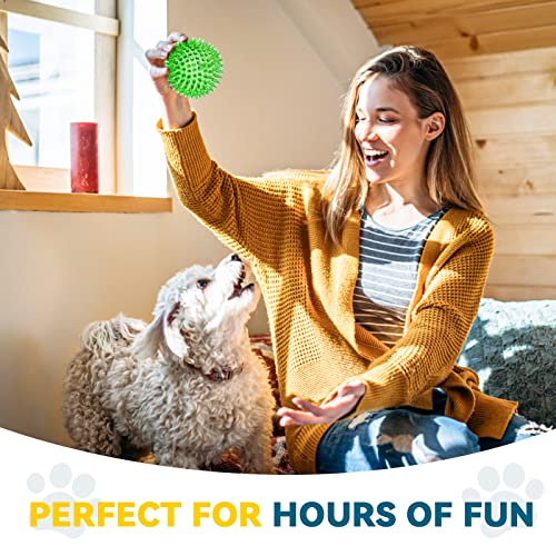 4.5'' Squeaky Dog Toy Balls, Spiky Dog Balls, Durable Puppy Chew Toys, BPA Free Non-Toxic (Purple) F327653