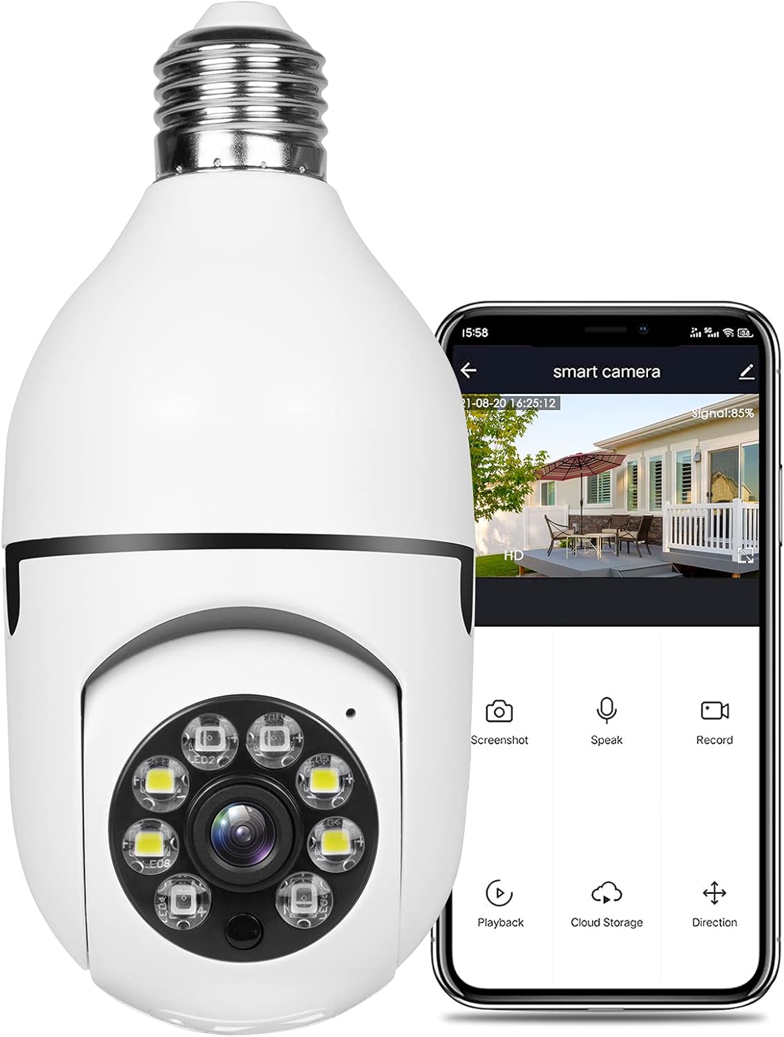 1080P PTZ Bulb Security Camera with WiFi Night Vision P519046