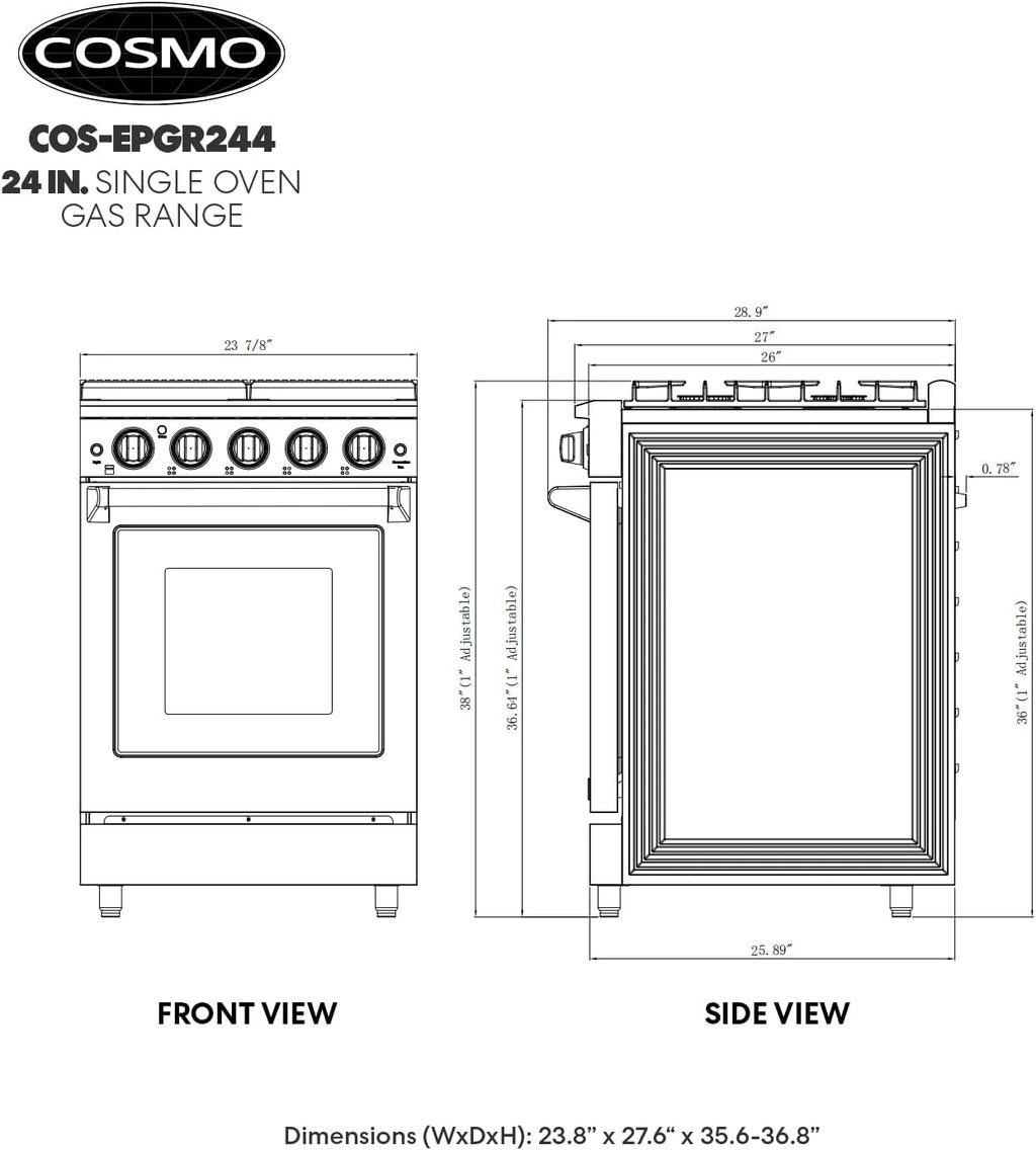 24 in. Freestanding Gas Range with 3.73 cu. ft. Capacity Oven in Stainless Steel V894639