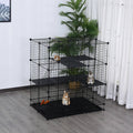Black Steel Pet Playpen with Trays T22862