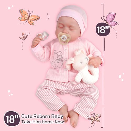 18 Inch Soft Body Realistic Newborn Baby Dolls with Clothes and Toy Accessories M2416