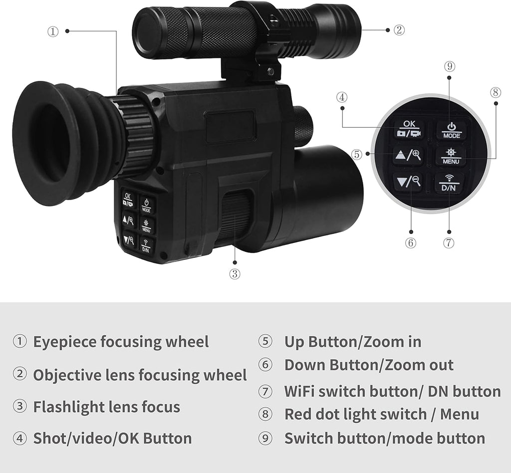 WiFi Digital Night Vision Scope Video Camera 960P 1.3 inch HD Display M110059