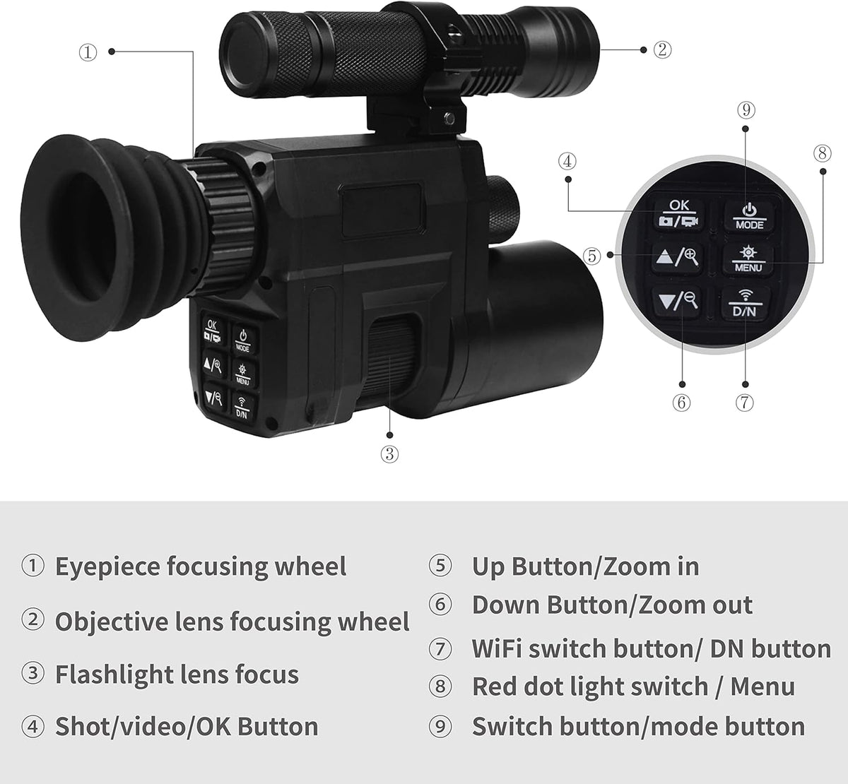 WiFi Digital Night Vision Scope Video Camera 960P 1.3 inch HD Display M110059