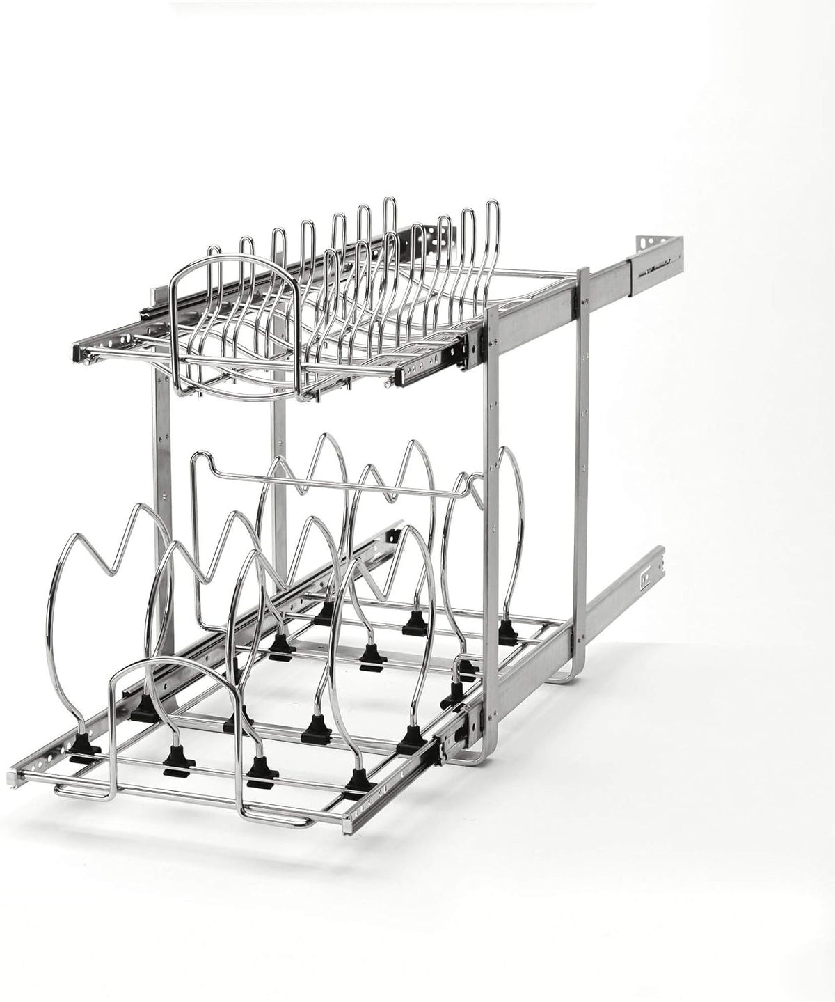 12-Inch 2-Tier Wire Pull Out Kitchen Cabinet Organizer, Chrome D118128
