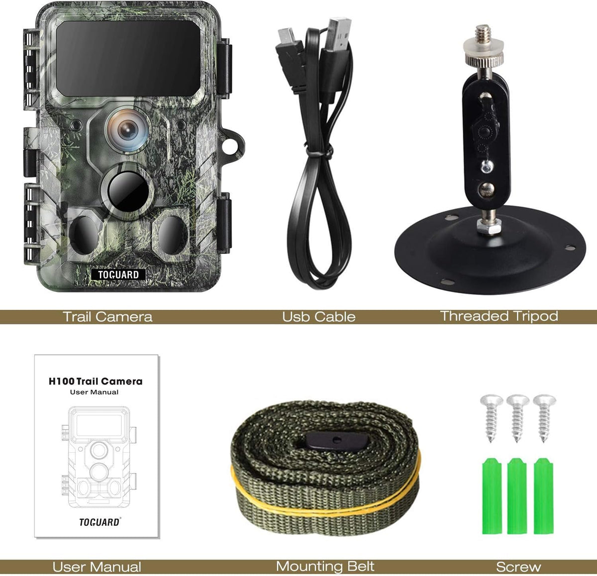 4K 30MP Trail Camera with Night Vision 120° Wide Angle IP66 Waterproof V5096