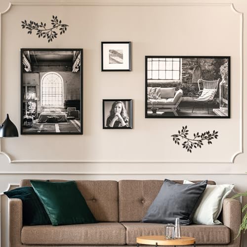 2 Pieces Metal Tree Leaf Wall Decor Wrought Iron Scroll Sculptures D8987