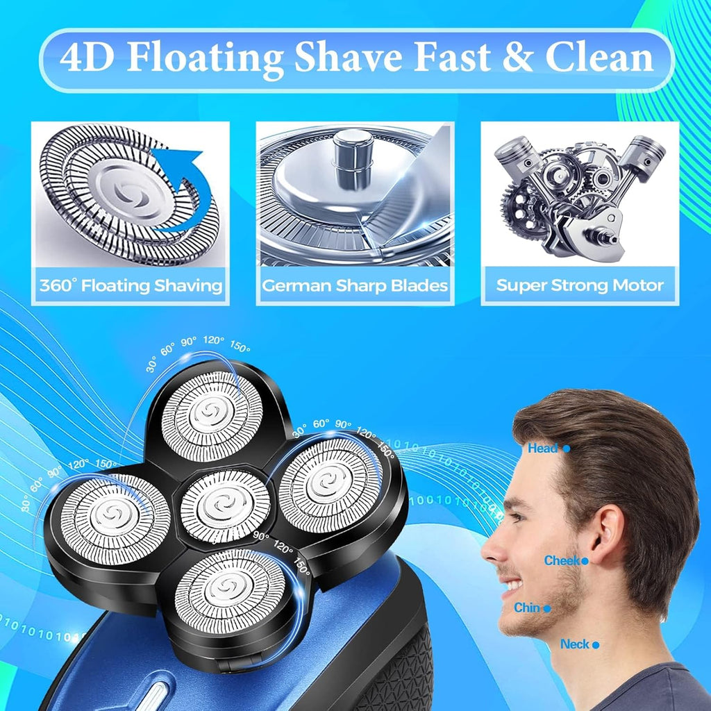 5 in 1 Cordless Waterproof Electric Rotary Head Shaver D766