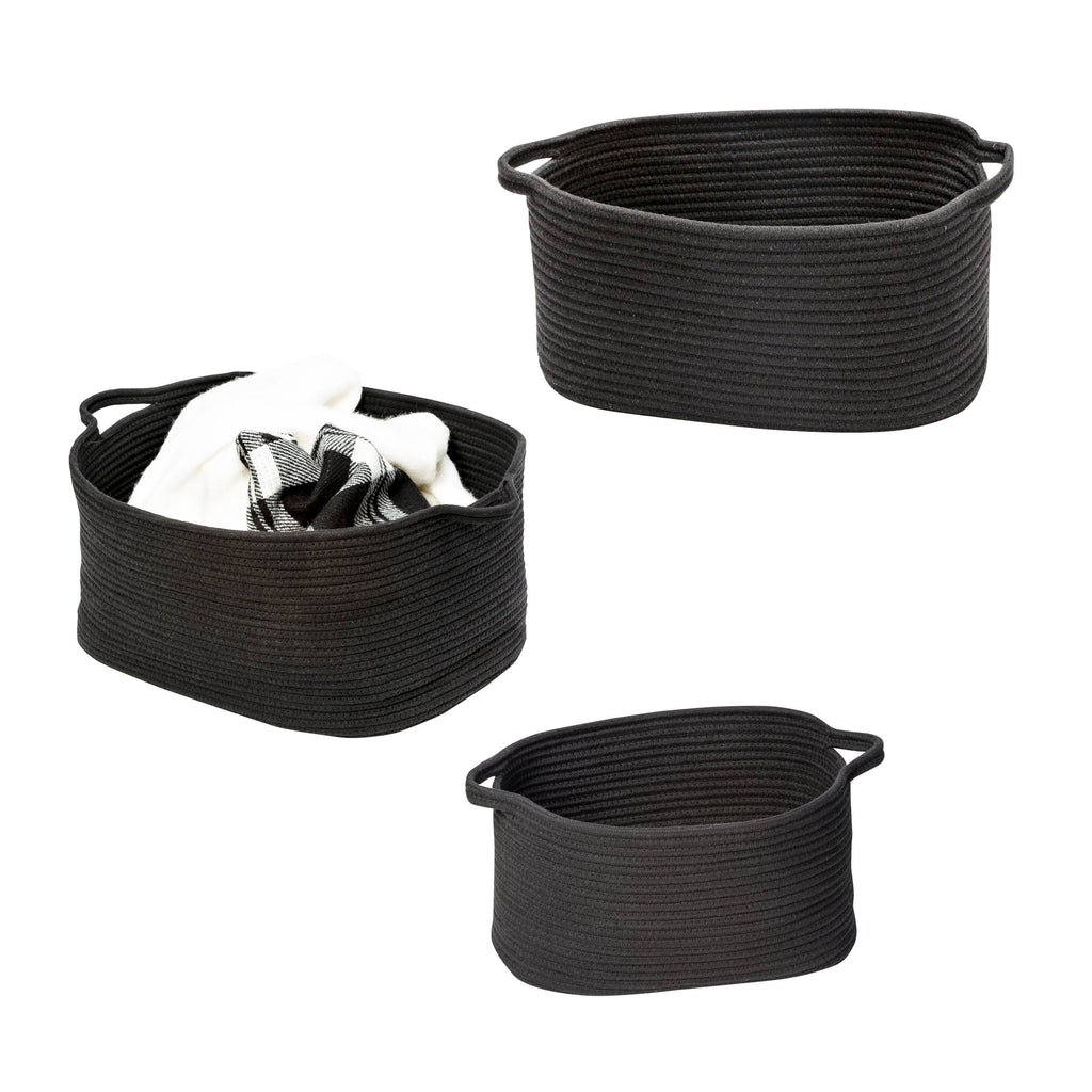 Black Cotton Coil Baskets Set of 3 E460230