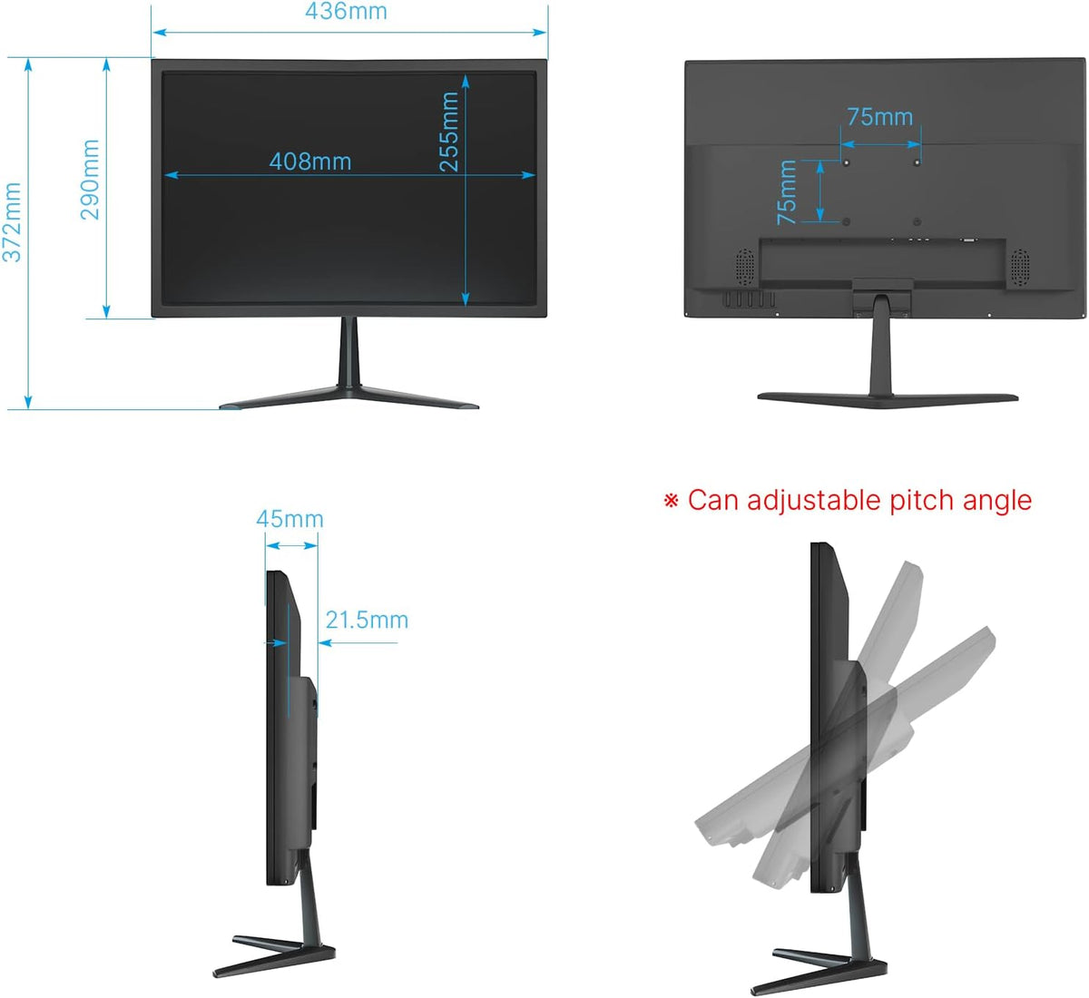 20 Inch LED Computer Display Monitor with Built-in Speaker Q57791
