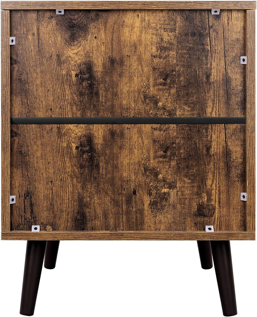 Rustic Brown Nightstand with Open Shelf and Cabinet G657375