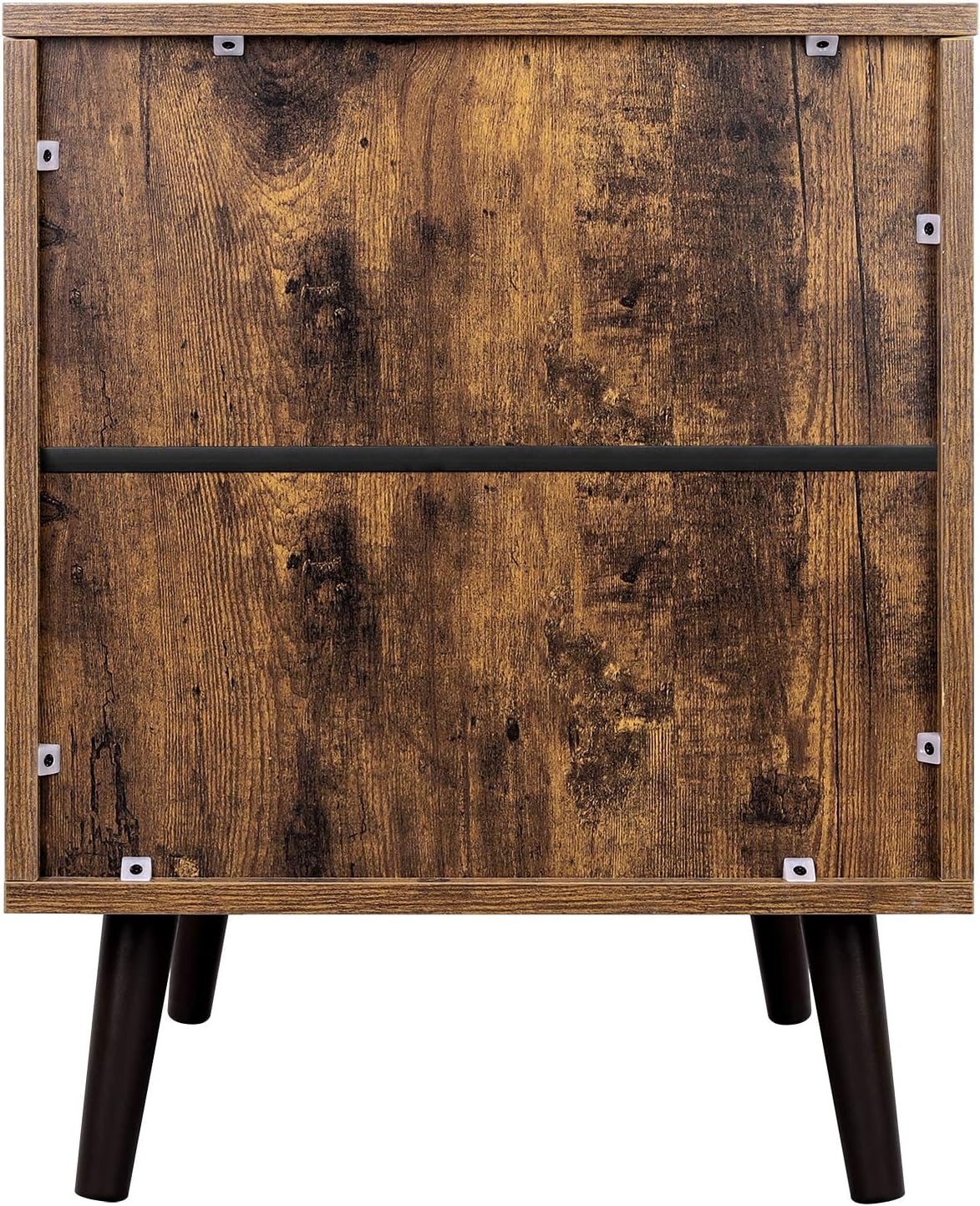 Rustic Brown Nightstand with Open Shelf and Cabinet G657375