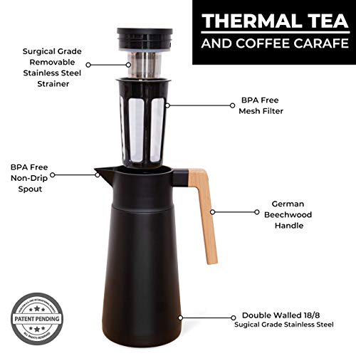 68 Oz Stainless Steel Insulated Coffee Carafe with Tea Infuser and Strainer L518856