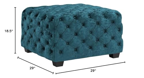Dark Teal Velvet Ottoman Q907