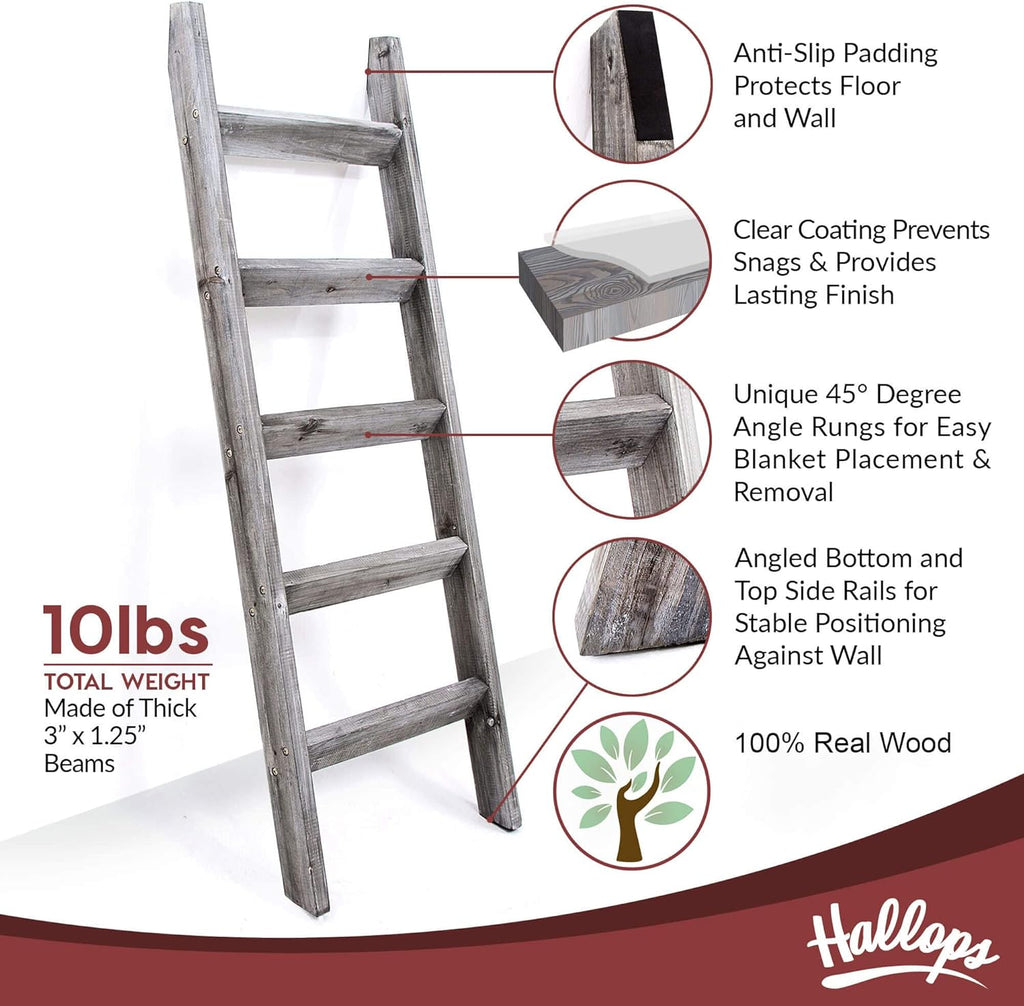 Gray White Wood Ladder Shelf A263127
