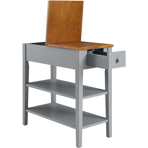 Gray Side Table with Charging Post and Storage Cabinet G53947