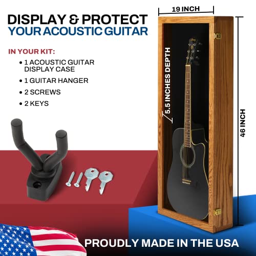 Natural Oak Acrylic Acoustic Guitar Wall Display Case Y48508