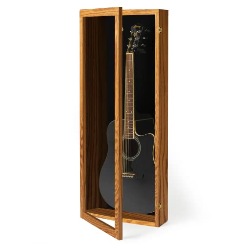 Natural Oak Acrylic Acoustic Guitar Wall Display Case Y48508
