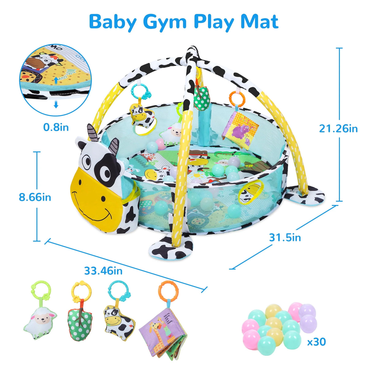 Baby Play Mat with 4 Hanging Toys 30 Balls I495