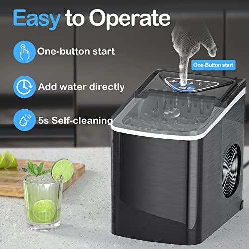 Black Countertop Ice Maker with Scoop and Basket E4863