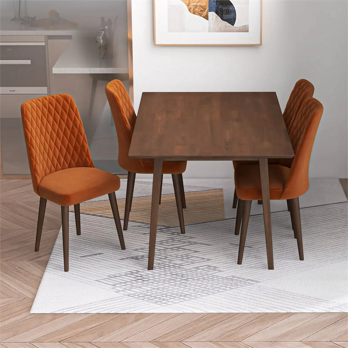 Solid Wood Walnut 47" Rectangular Dining Table R99357