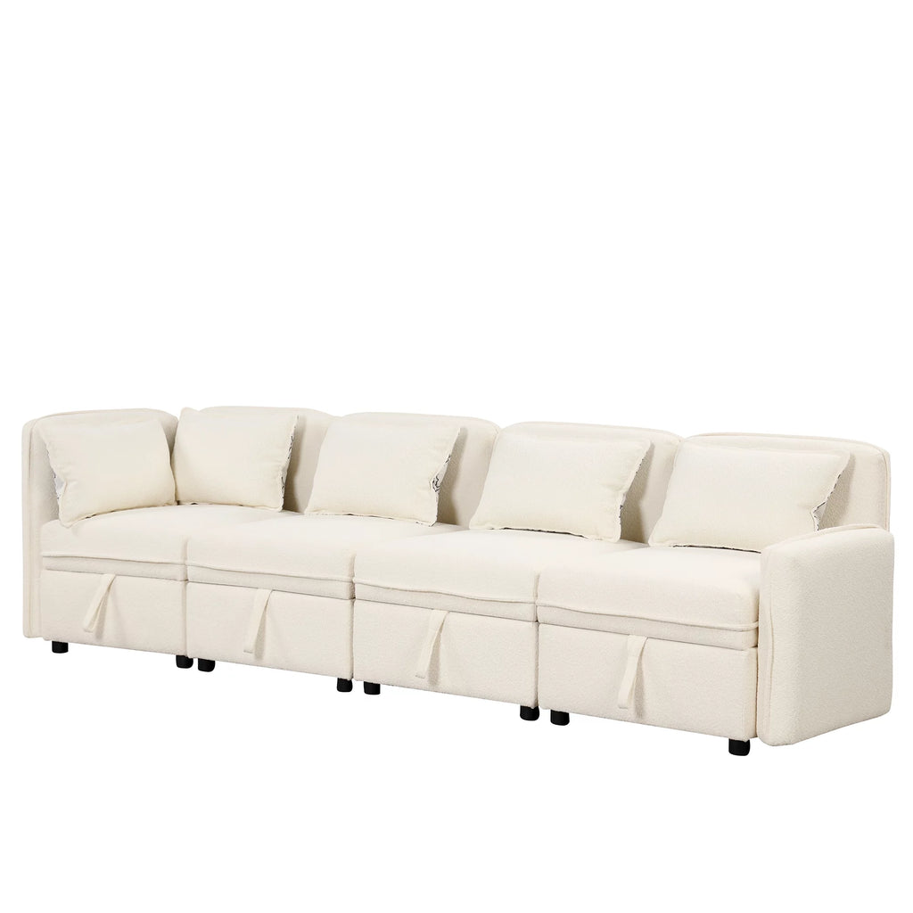 Oversized Chenille Sectional Sofa with Storage N73754