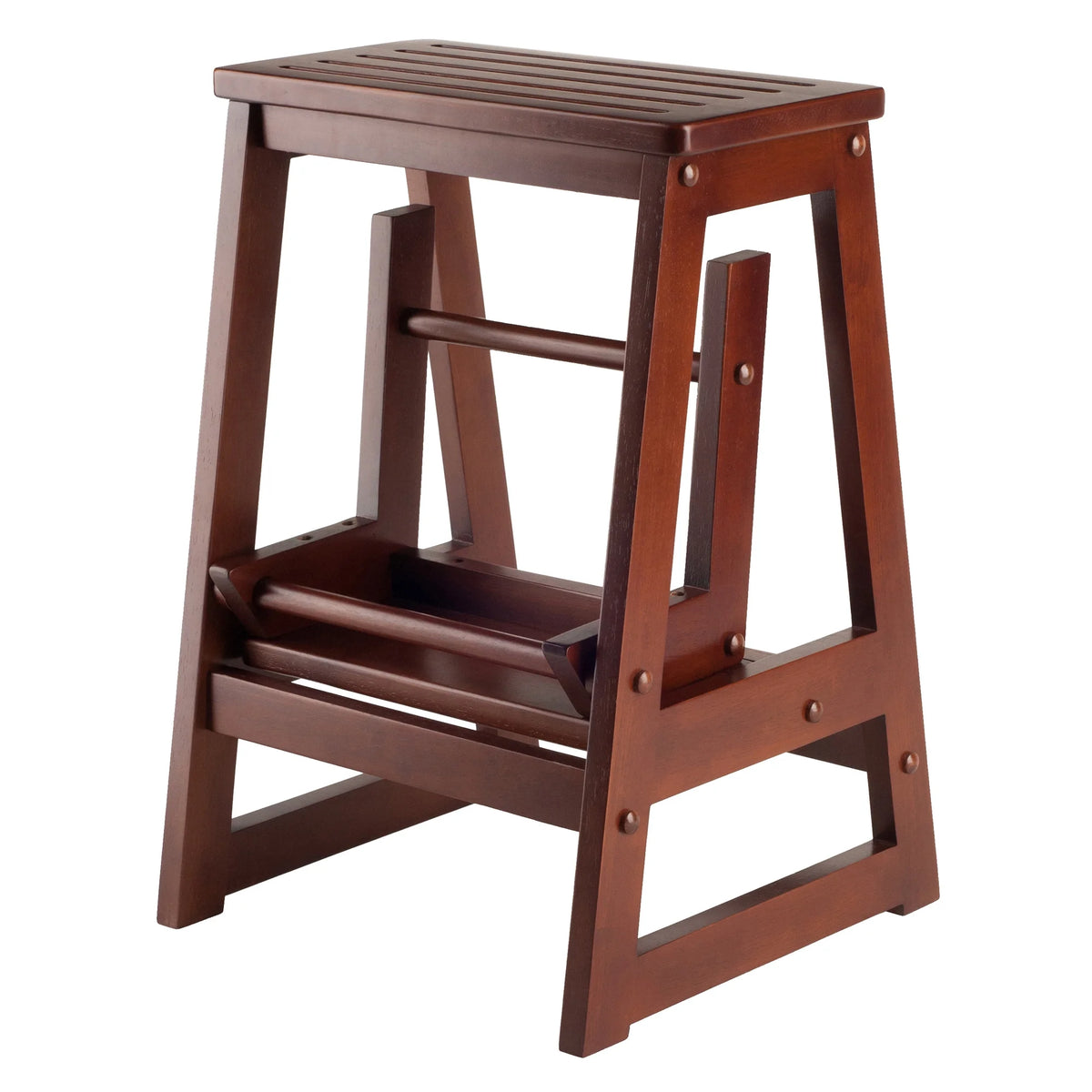 Walnut Finish Step Stool Q875853