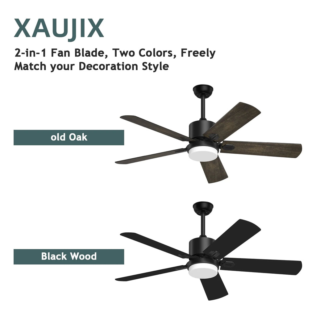 Ceiling Fan with Light and Remote Control, 52 '' 6-Speed Reversible 5 Wood Blades O606