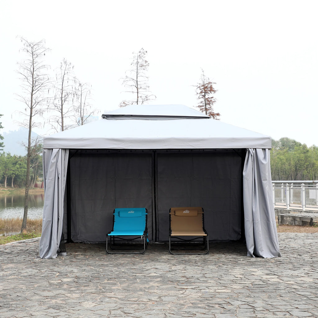 10'x13' Outdoor Double Vent Canopy Gazebo with Nettings and Curtains W844