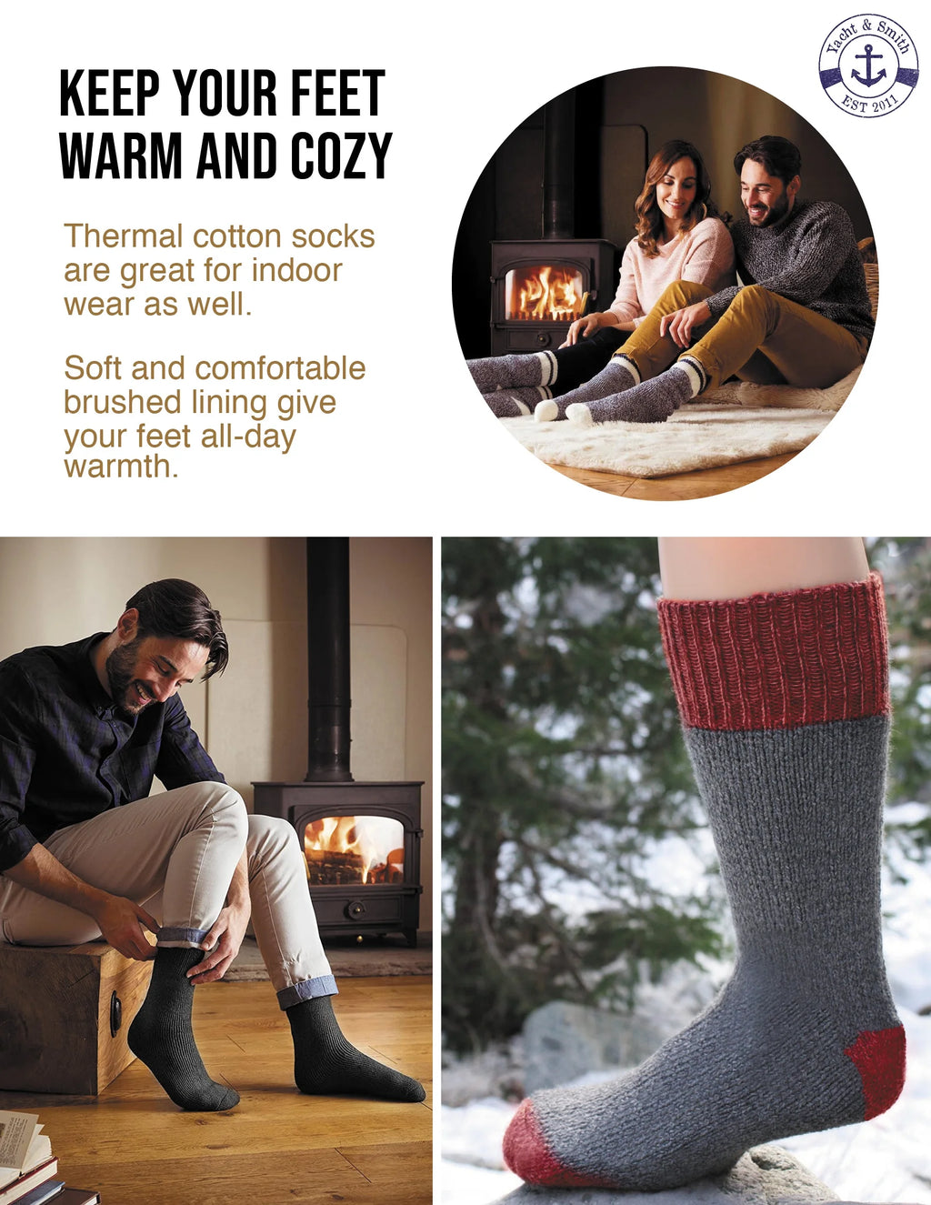 180 Pairs Thick Warm Winter Boot Socks, Size 10-13 B6490