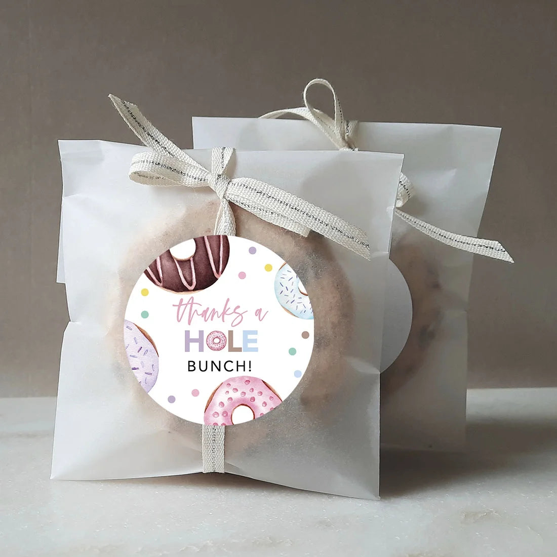 80-Pk 2-Inch Round Donut Birthday Stickers V61466