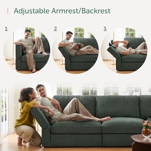 Beige Corduroy Modular Sectional Sofa with Storage X22288