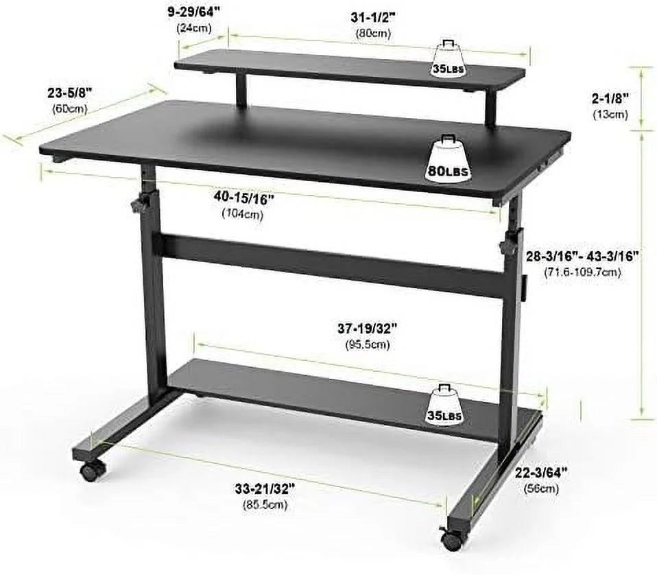 Height Adjustable Standing Desk with Monitor Shelf Black N89553
