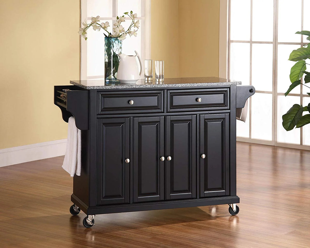 Black/Gray Stainless Steel Wood Kitchen Cart W557