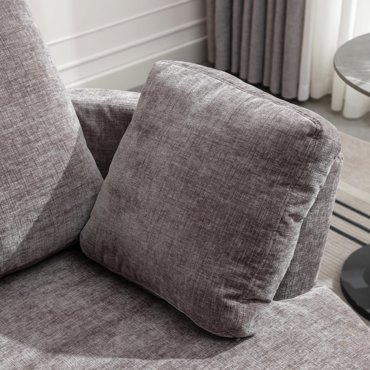 Oversized Round Swivel Accent Chair with 3 Pillows A774