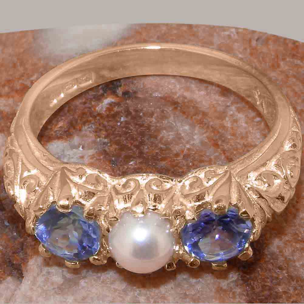 10k Rose Gold Cultured Pearl Tanzanite Ring M3830