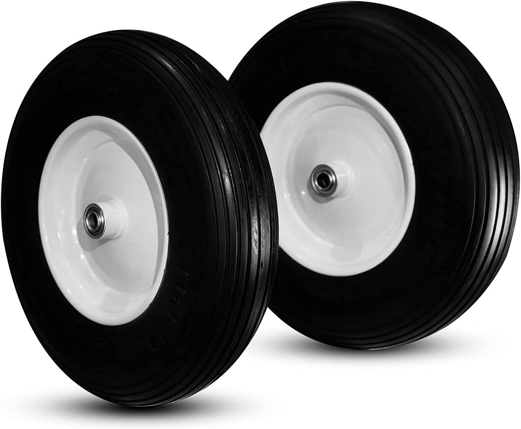 Ribbed 4.80/4.00-8 Solid Flat-Free Wheelbarrow Cart Wheel E2032